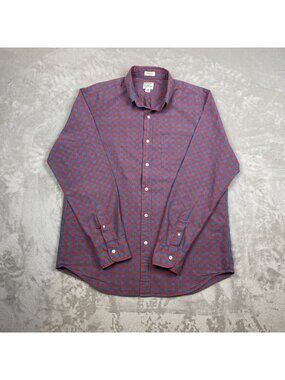 J.Crew Mens Classic Fit Red & Blue Checkered Shirt Organic Cotton Size M